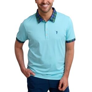 William Murray Golf Family Ties S/S Polo Heathered Sky Blue Size‎ L NWT